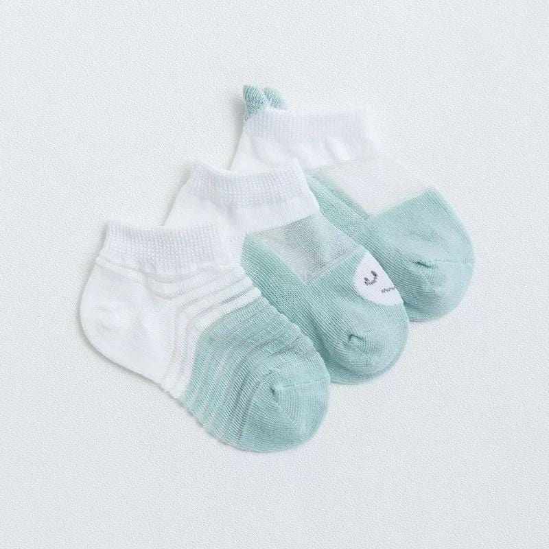 3 Pairs Of Baby Summer Ultra-thin Mesh Breathable Ice Silk Boat Socks Children Socks - PrettyKid