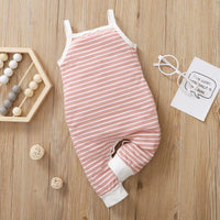 New Born Baby Striped Cami Jumpsuit - PrettyKid