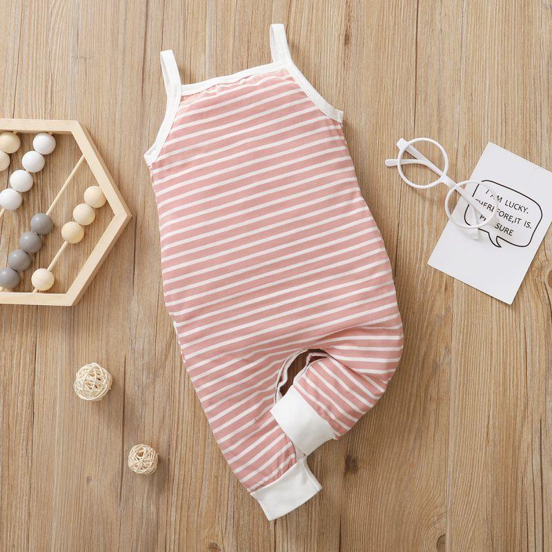 New Born Baby Striped Cami Jumpsuit - PrettyKid