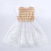 Striped Patchwork Tulle Dress for Toddler Girl - PrettyKid