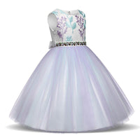 Beautiful Colorful Flower Embroidery Rhinestone-Belt Tulle Party Dress - PrettyKid