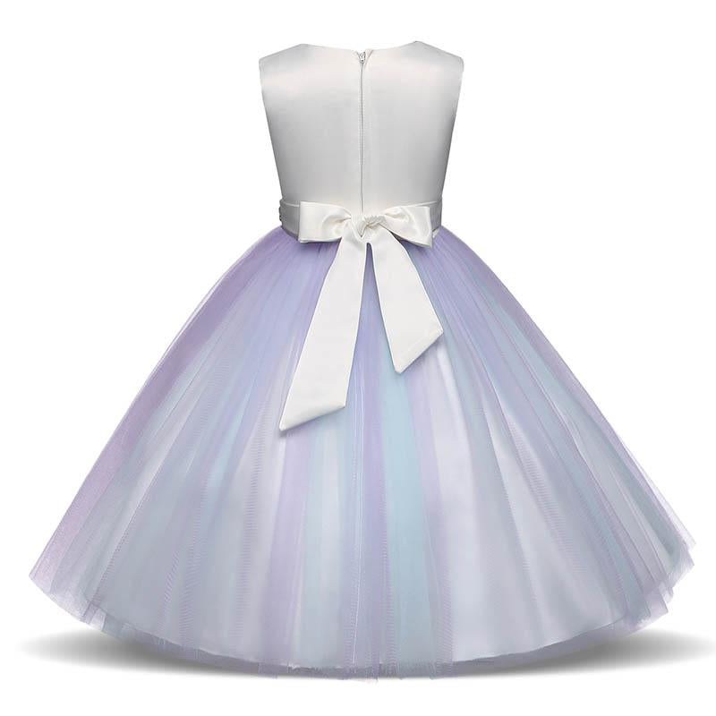 Beautiful Colorful Flower Embroidery Rhinestone-Belt Tulle Party Dress - PrettyKid
