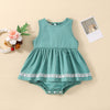 Baby Girl Sleeveless Lace Trim Dress Jumpsuit Baby One Piece Jumpsuit - PrettyKid