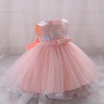 Baby Girl 3D Flower Decor Sleeveless Mesh Hem Formal Dress - PrettyKid