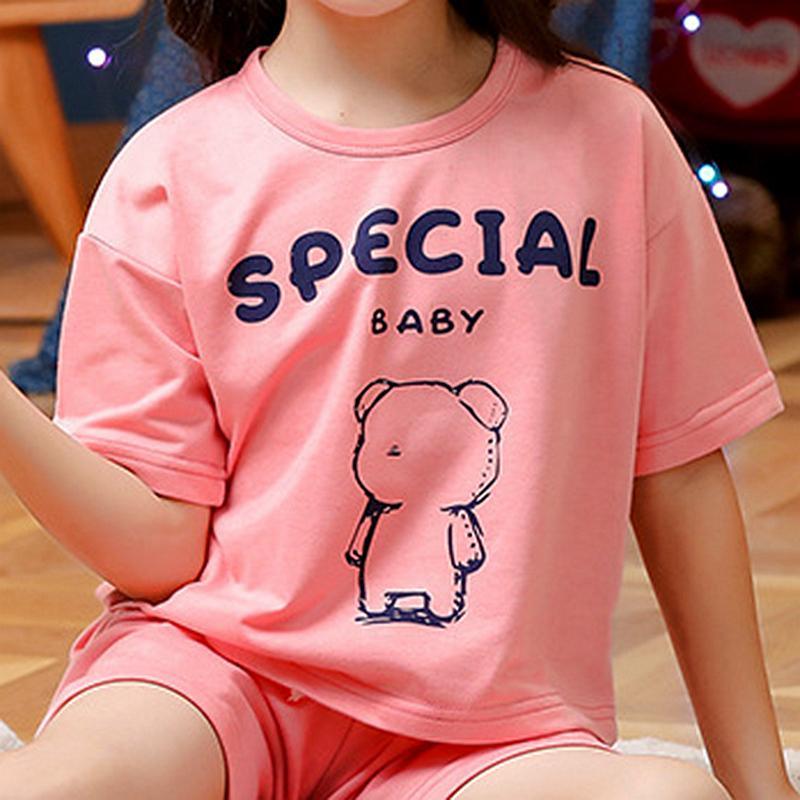 Grow Girl Bear Pattern T-shirt & Sporty Shorts - PrettyKid