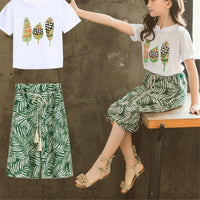 2-piece Plant Printed T-Shirt&Skirt for Girl - PrettyKid