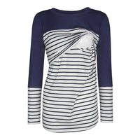 Women Long-Sleeve Striped Matching Nursing Top - PrettyKid