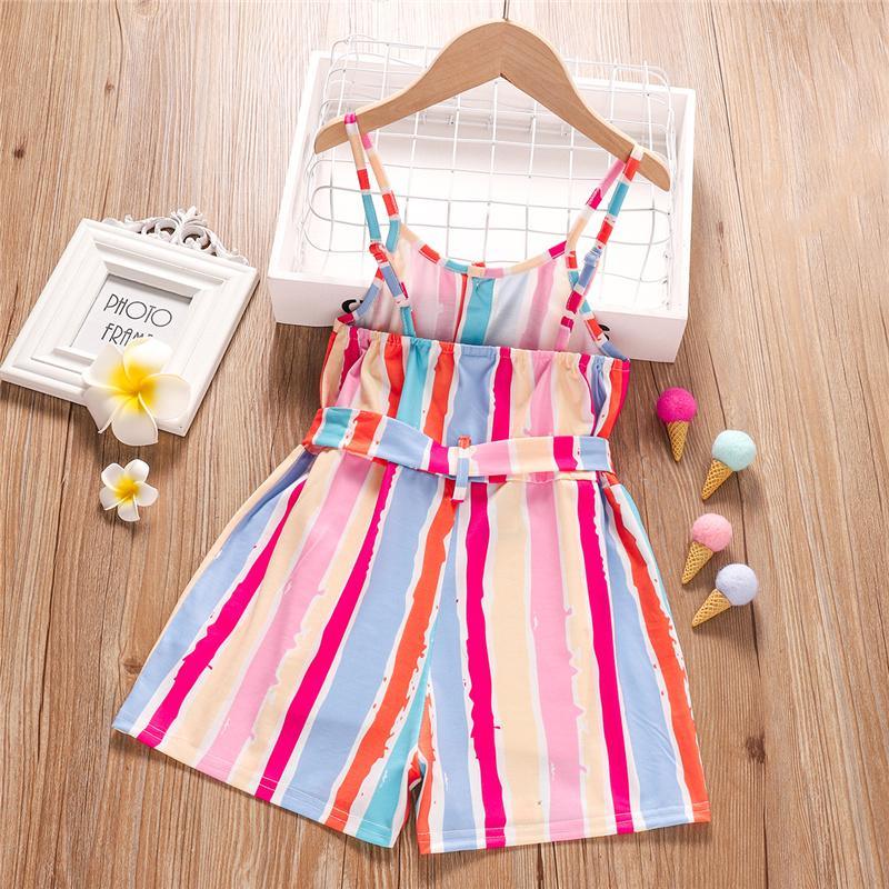 Grow Girl Colorful Striped Cami Overalls - PrettyKid