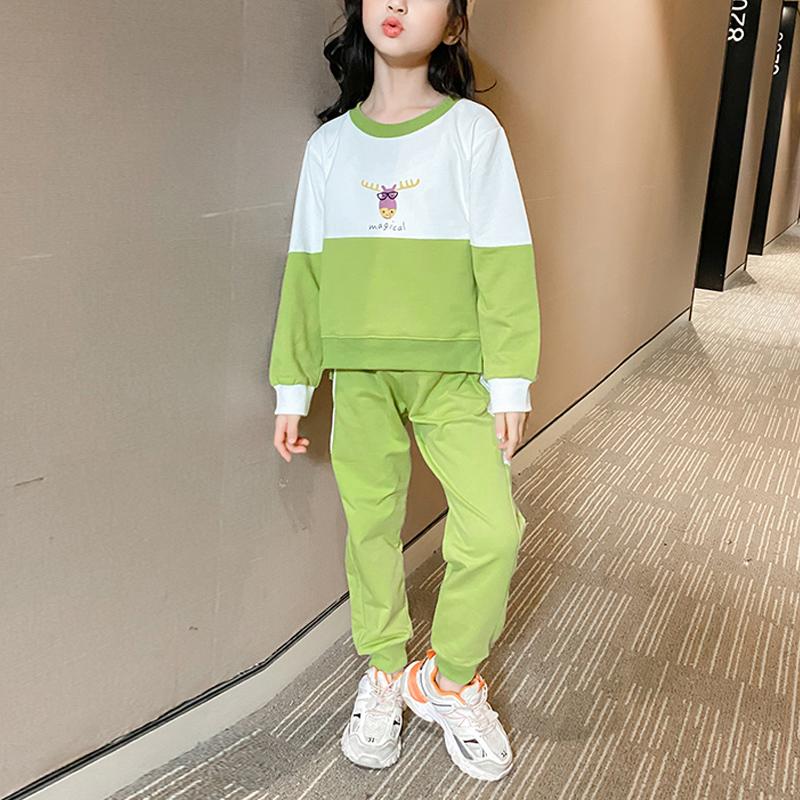 2-piece Color-block Sweatshirt & Pants for Girl - PrettyKid