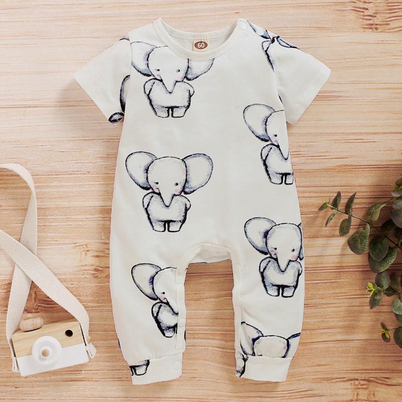 Cute Allover Animal Printed Short-sleeve Jumpsuit Wholesale children's clothing - PrettyKid