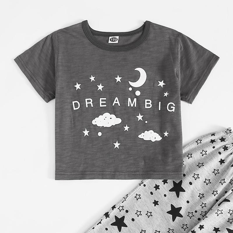 Toddler Boy Moon Star Print Pajamas Sets Children's Clothing - PrettyKid