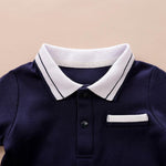 Long-Sleeve Soild Gentleman Style Jumpsuit Wholesale children's clothing - PrettyKid