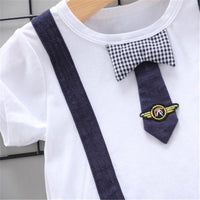 Grow Boy Tie T-shirt & Solid Color Shorts - PrettyKid