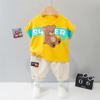 Toddler Boy Bear Letter Printed T-shirt & Letter Shorts Children's Clothing - PrettyKid