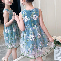 Floral Embroidered Gauze Dress for Girl - PrettyKid