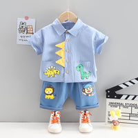 Toddler Boy Dinosaur Pattern Shirt T-shirt & Animal Pattern Shorts Wholesale Children's Clothing - PrettyKid