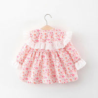 Baby Girl Floral Print Doll Collar Dress - PrettyKid