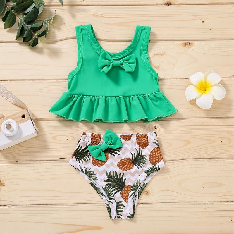 Baby Girl Pineapple Pattern Cute Swimsuit Children's Clothing - PrettyKid