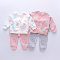 bulk buy baby vests Baby Girl Cat Print Long Sleeves Pajamas Top & Pants - PrettyKid