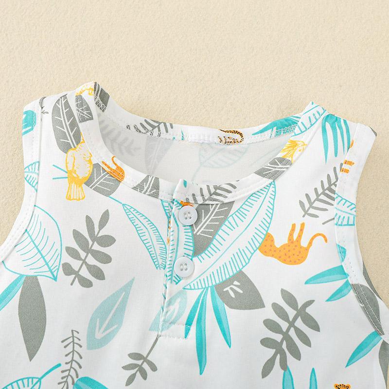 Baby Tropical Pattern Cotton Summer Bodysuit - PrettyKid