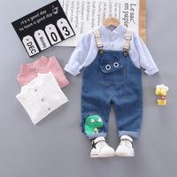 2-piece Cartoon Design Denim Dungarees & Shirt for Toddler Boy Children's Clothing - PrettyKid