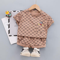 Grow Boy Letter Print Top & Shorts - PrettyKid