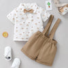 3-24M Boy Baby Suit Set Little Tiger Print Bow Short Sleeve Cuff Wholesale Baby Clothes - PrettyKid