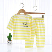 Toddler Boy Cartoon Dog Pattern Striped Pajama Top & Pants - PrettyKid