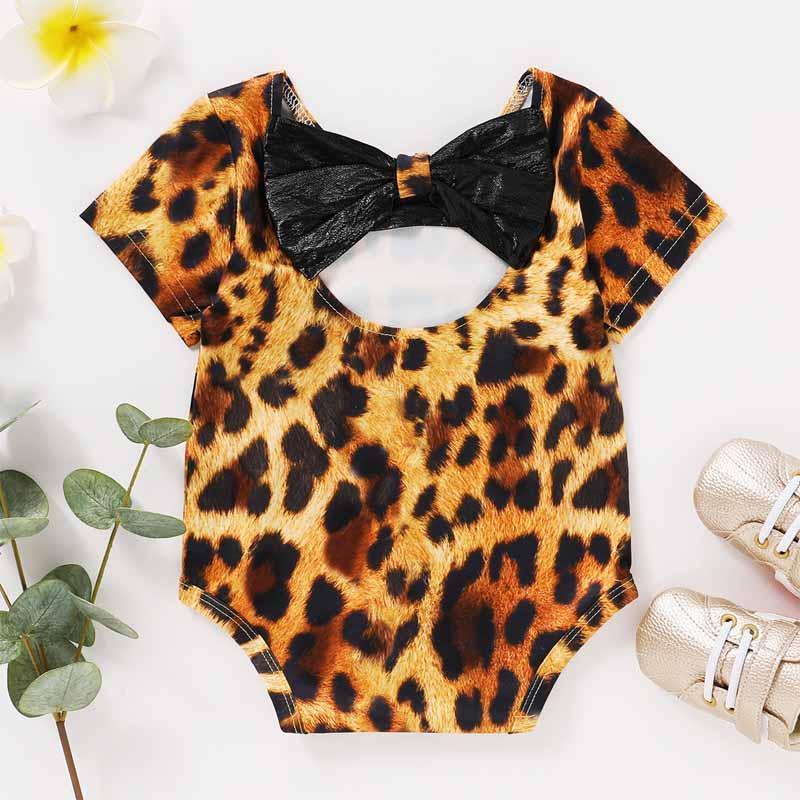 Leopard Pattern Bodysuit for Baby Girl Wholesale children's clothing - PrettyKid