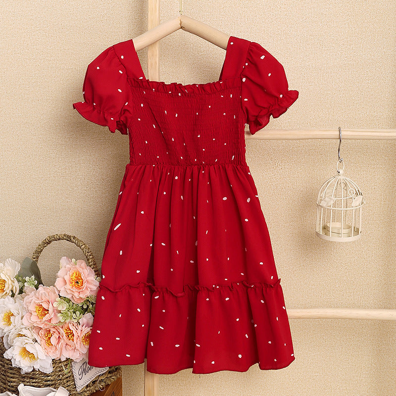 18M-6Y Toddler Girl Polka Dot Short Sleeve Princess Dress Wholesale Girls Clothes - PrettyKid
