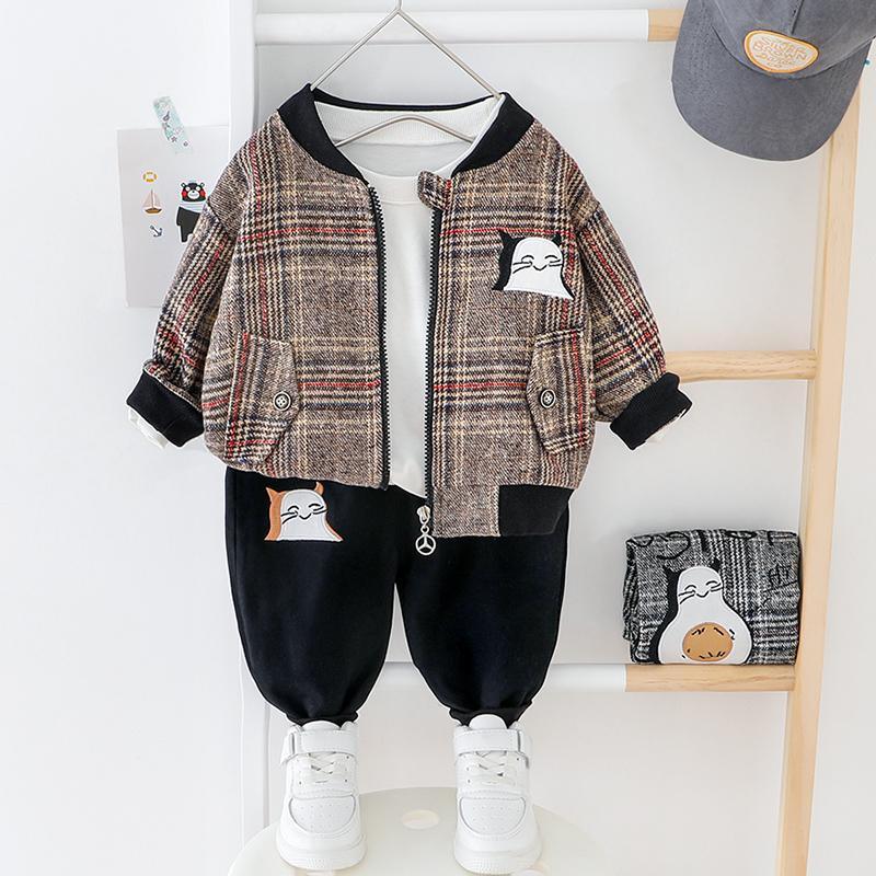 2-piece Cat Pattern Coat & Pants for Children Boy - PrettyKid