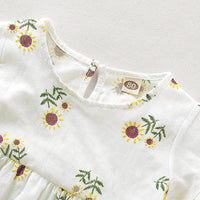 Toddler Girl Round Neck Sunflower Embroidered Skirt Flare Sleeve Dress - PrettyKid