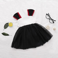 Toddler Girls Lovely Bow Suspender Dress Solid Color Mesh Dress - PrettyKid