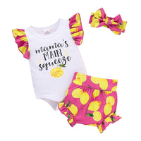 Baby Girl Letter & Bee Print Jumpsuit And Briefs With Headband Cheap Baby Outfit Sets - PrettyKid