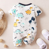 Baby Boy Cartoon Dinosaur Print Romper Children's Clothing - PrettyKid