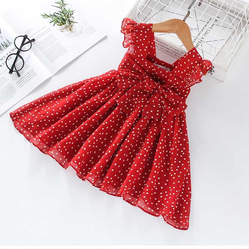 Toddler Girl Polka Dot Pattern Summer Dress - PrettyKid