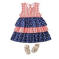 9months-4years Toddler Girl Dresses Children Summer Trendy Girls Vest Sleeveless Dress American Independence Day - PrettyKid