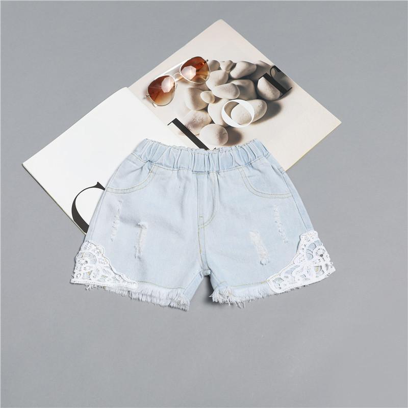 Grow Girl Lace Edge Denim Shorts - PrettyKid