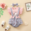 3-24months Baby Sets Summer Baby Girl Triangle Overalls & T-Shirt Suit Elephant Cow Bow Sleeveless Top - PrettyKid