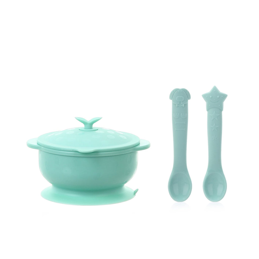 Children's Tableware Silicone Suction Bowl & Spoon - PrettyKid