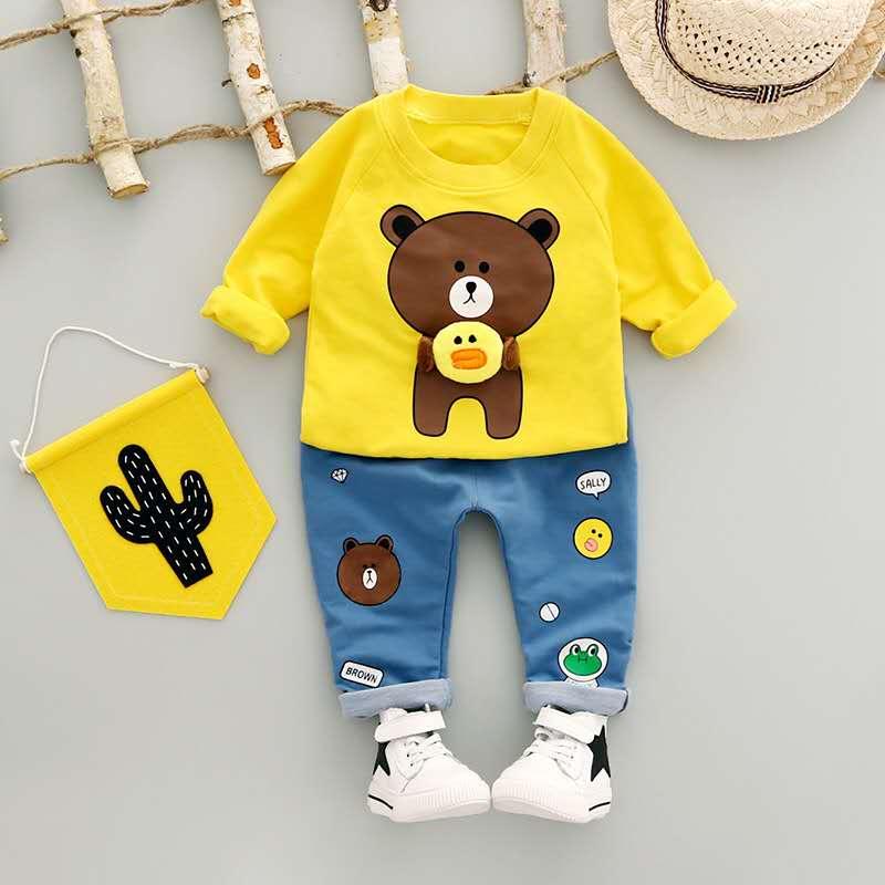 2-piece Bear Pattern Sweatshirts & Pants for Children Boy - PrettyKid