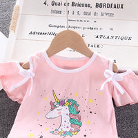 Toddler Girl Unicorn Pattern Top & Mesh Skirt - PrettyKid