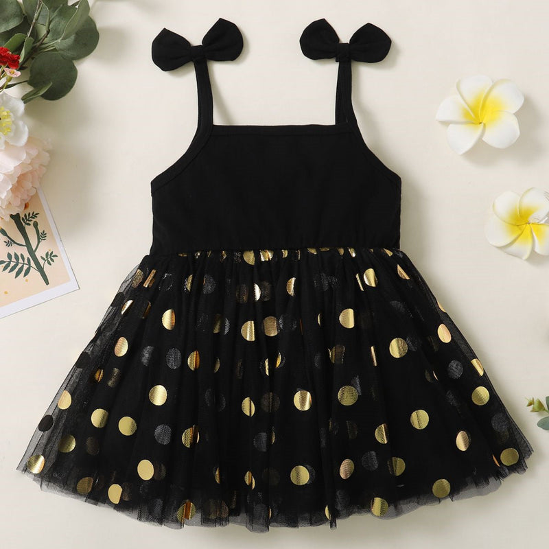 9M-3Y Polka Dot Mesh Panelled Slip Dress Wholesale Baby Clothes - PrettyKid