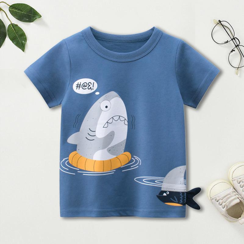 Grow Boy Shark Pattern T-shirt - PrettyKid