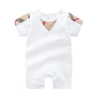 Soft High-quality Classic Plaid Solid Short-sleeve Bodysuit Children's clothing wholesale - PrettyKid