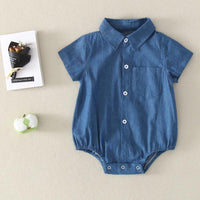 Baby Unisex 1 Pieces Solid Pattern Summer Bodysuit - PrettyKid