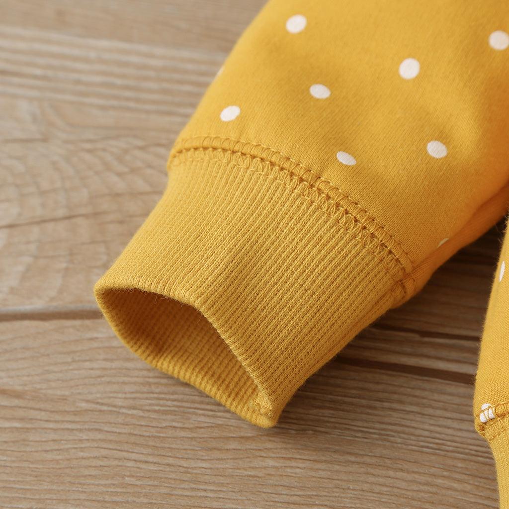 Baby Girls Yellow Dot Vest Coat Jumpsuit Pants Set Plain Baby Clothes Wholesale - PrettyKid