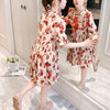 Girl Floral Print Ruffle Trim Chiffon Dress Children's Clothing - PrettyKid