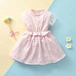 18M-6Y Girls Mesh Sleeve Checked Dresses Wholesale Little Girl Clothing KDV382775 - PrettyKid