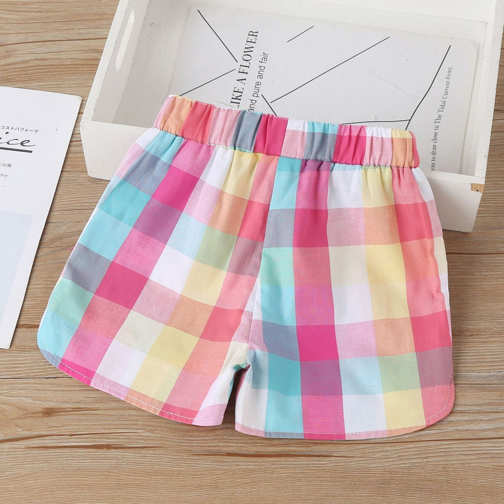Colorful Plaid Shorts Toddler Girl Spring Clothes - PrettyKid